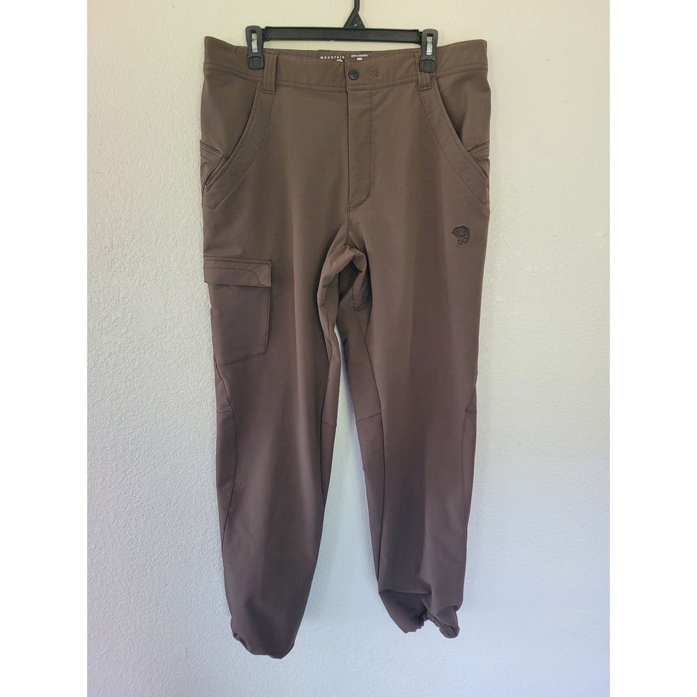 Mountain Hardwear Mens Brown Softshell Cargo Hiking Pants Large 36x31‎ #24